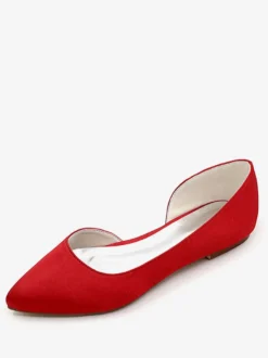 Chaussures de Mariage 2026 Ivoire Satin Bout ouvert Escarpins Plat Chaussures de Mère