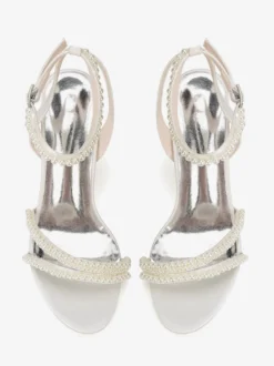 Chaussures de mariage ivoire à talons épais et perles