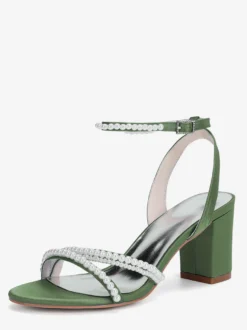 Chaussures de mariage ivoire à talons épais et perles