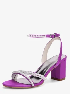 Chaussures de mariage ivoire à talons épais et perles