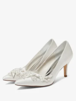 Chaussures de mariage ivoire chaussures de mariée à bout pointu et strass