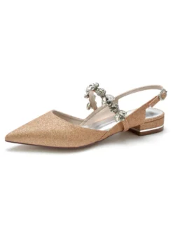Chaussures de Mariage Plate Femme avec Bout Pointu Unicolore