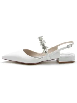 Chaussures de Mariage Plate Femme avec Bout Pointu Unicolore