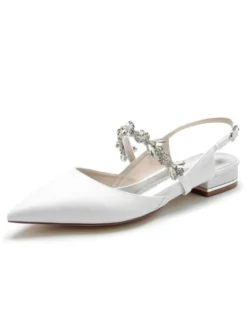 Chaussures de Mariage Plate Femme avec Bout Pointu Unicolore