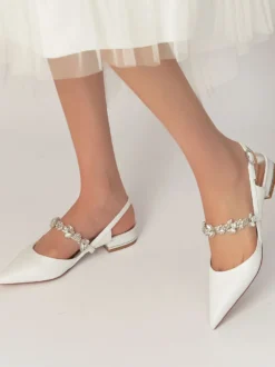 Chaussures de Mariage Plate Femme avec Bout Pointu Unicolore