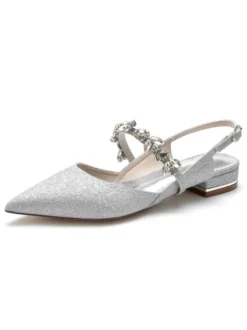 Chaussures de Mariage Plate Femme avec Bout Pointu Unicolore