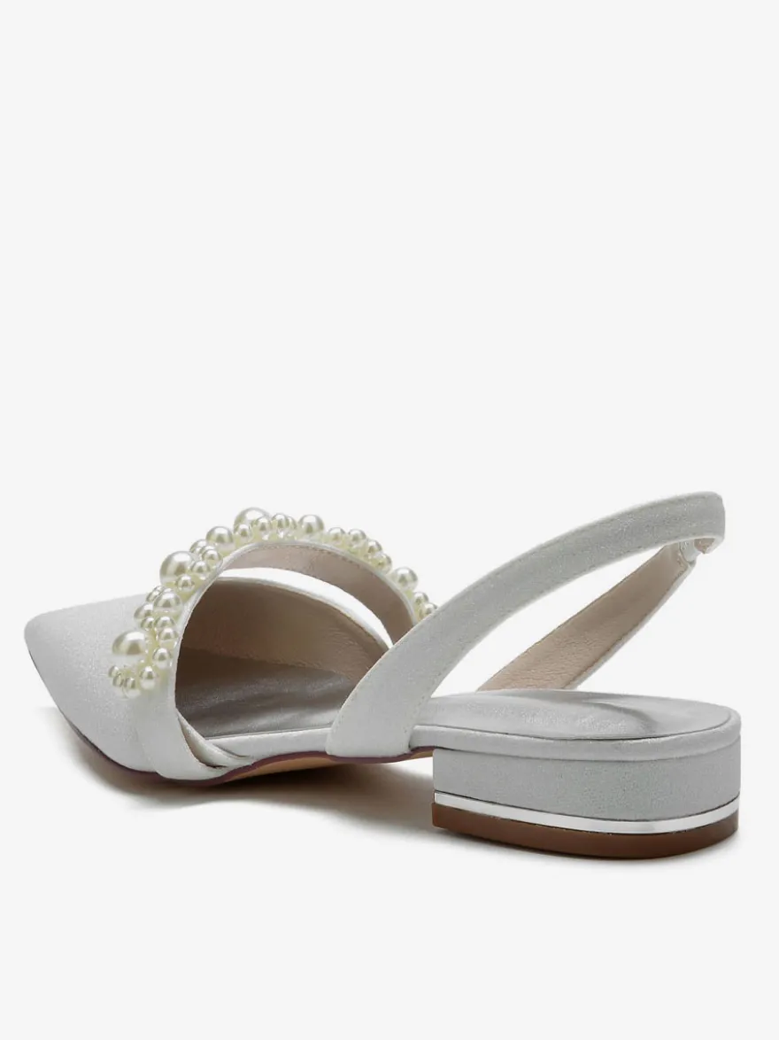 Chaussures de Mariage Plate Femme avec Bout Pointu Unicolore
