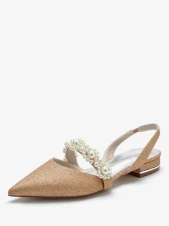 Chaussures de Mariage Plate Femme avec Bout Pointu Unicolore