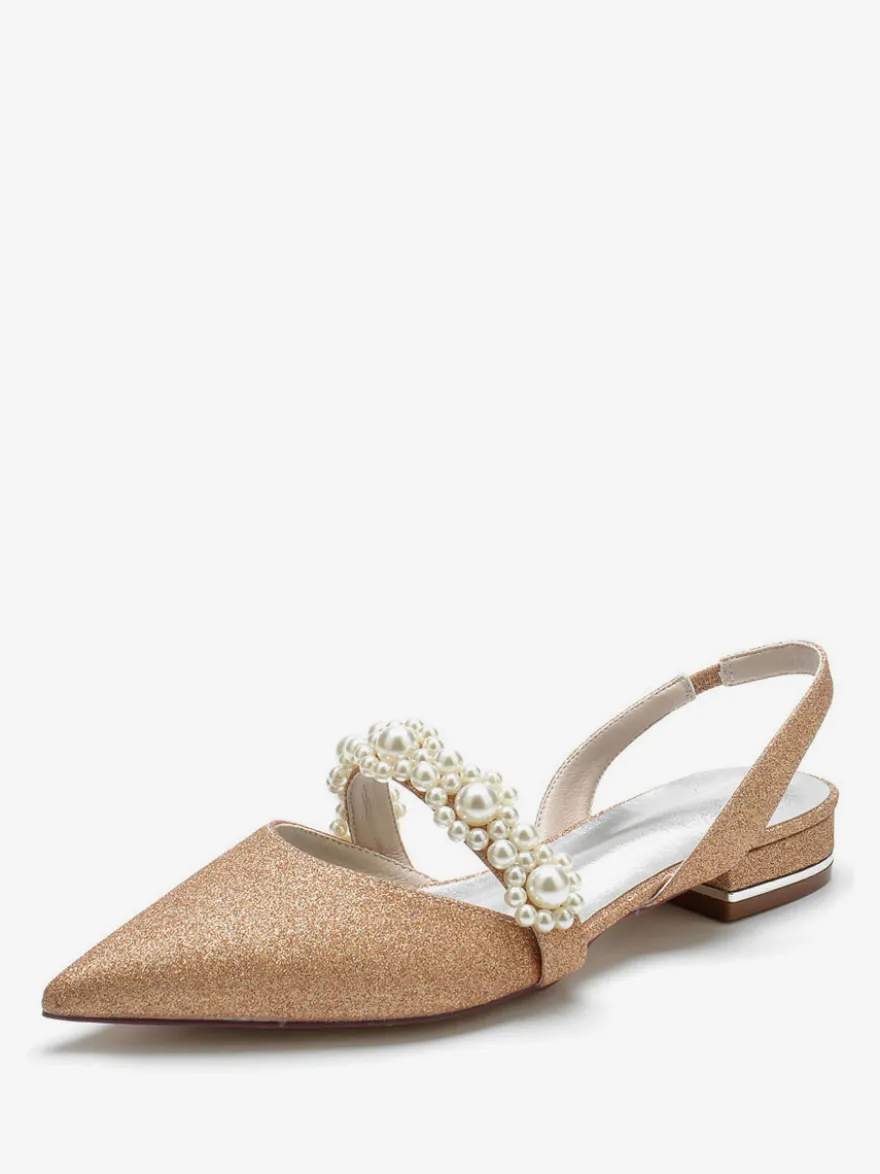 Chaussures de Mariage Plate Femme avec Bout Pointu Unicolore