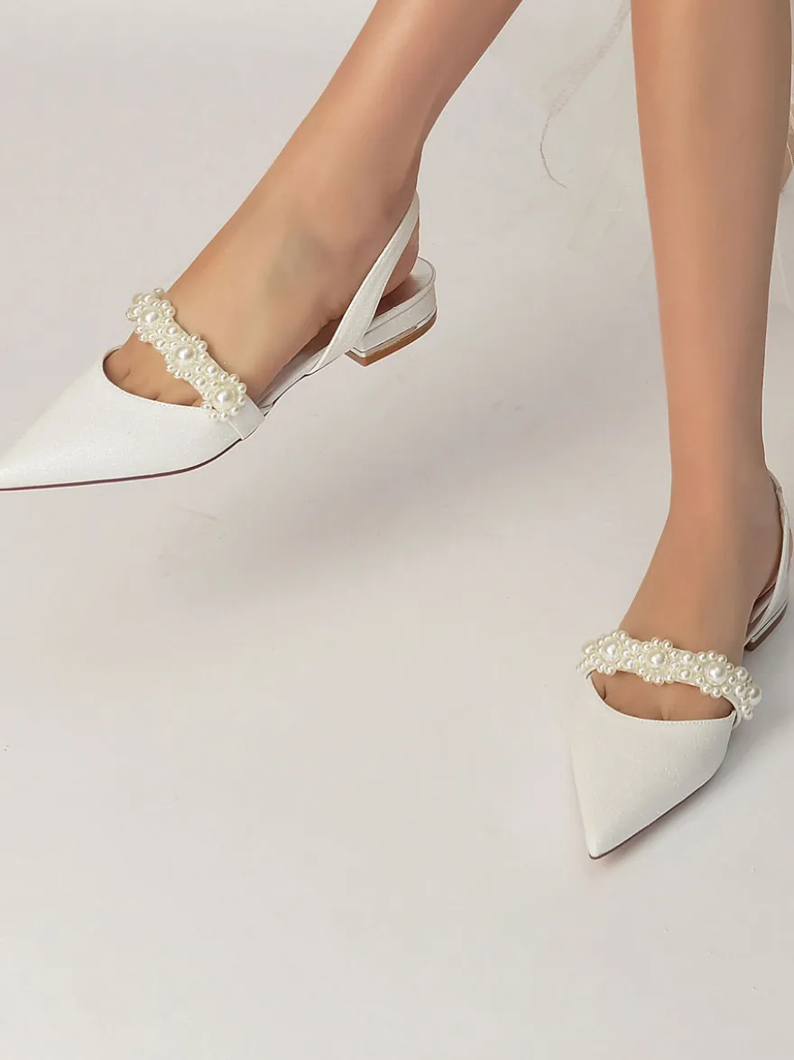Chaussures de Mariage Plate Femme avec Bout Pointu Unicolore