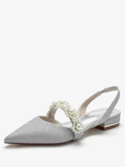 Chaussures de Mariage Plate Femme avec Bout Pointu Unicolore