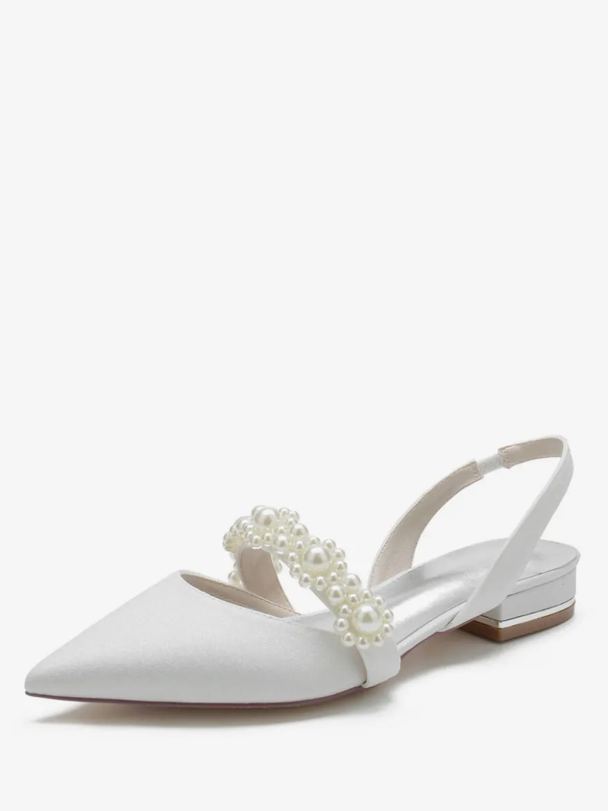 Chaussures de Mariage Plate Femme avec Bout Pointu Unicolore