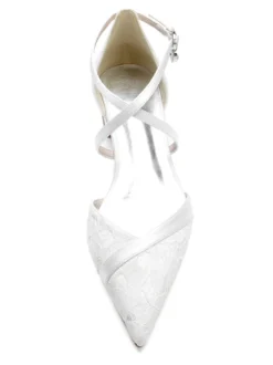 Chaussures de Mariage Plate Femme avec Bout Pointu en Paillette Unicolore