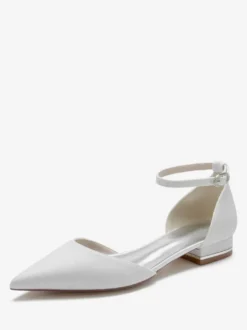 Chaussures de Mariage Plate Femme avec Bout Pointu Unicolore