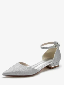 Chaussures de Mariage Plate Femme avec Bout Pointu Unicolore