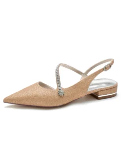 Chaussures de Mariage Plate Femme avec Bout Pointu Unicolore