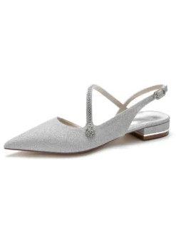 Chaussures de Mariage Plate Femme avec Bout Pointu Unicolore