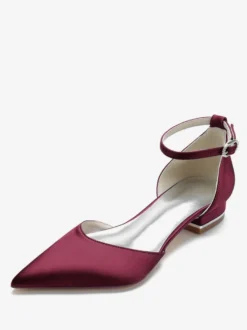 Chaussures de Mariage Plate Femme avec Bout Pointu en Paillette Unicolore