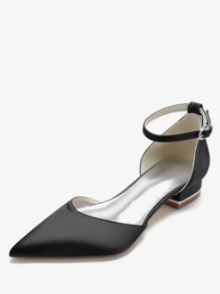 Chaussures de Mariage Plate Femme avec Bout Pointu en Paillette Unicolore
