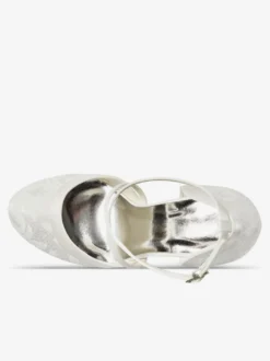 Chaussures de Mariage Rétro à Talons Hauts Femme avec Bout Rond Unicolore Chaussures De Mariée Vintage
