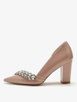 Chaussures De Mariage Sandales De Mère De Mariée Vernis Haut Bout Pointu Strass