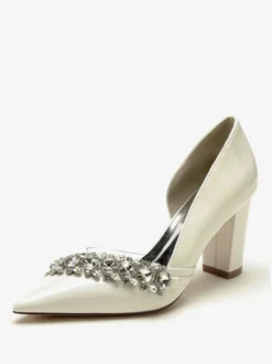 Chaussures De Mariage Sandales De Mère De Mariée Vernis Haut Bout Pointu Strass