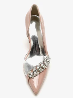 Chaussures De Mariage Sandales De Mère De Mariée Vernis Haut Bout Pointu Strass