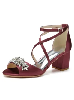 Chaussures de Mariages Femme à Talons Hauts avec Bout Ouvert Unicolore