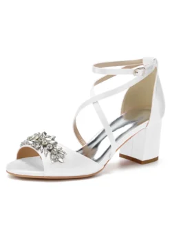Chaussures de Mariages Femme à Talons Hauts avec Bout Ouvert Unicolore