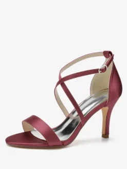 Chaussures de Mariages Femme à Talons Hauts avec Bout Ouvert Unicolore