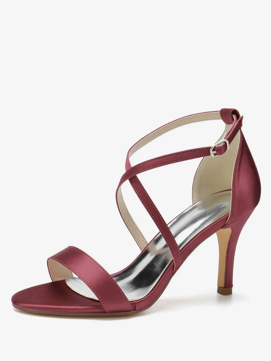 Chaussures de Mariages Femme à Talons Hauts avec Bout Ouvert Unicolore