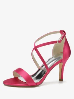 Chaussures de Mariages Femme à Talons Hauts avec Bout Ouvert Unicolore