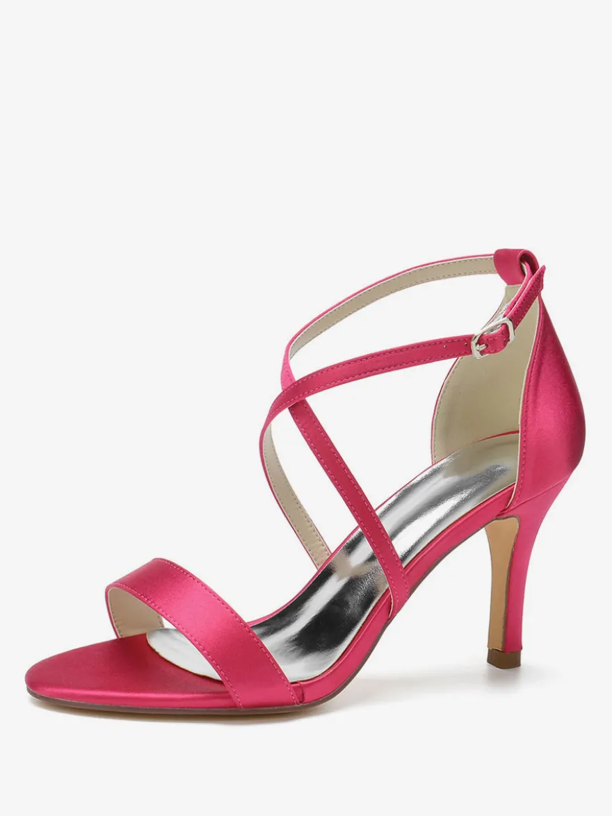 Chaussures de Mariages Femme à Talons Hauts avec Bout Ouvert Unicolore