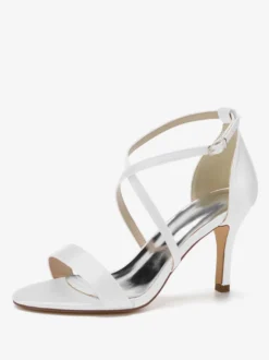 Chaussures de Mariages Femme à Talons Hauts avec Bout Ouvert Unicolore