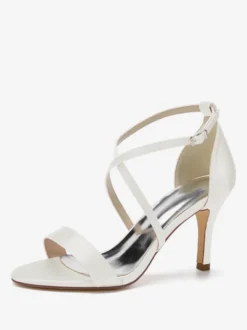 Chaussures de Mariages Femme à Talons Hauts avec Bout Ouvert Unicolore