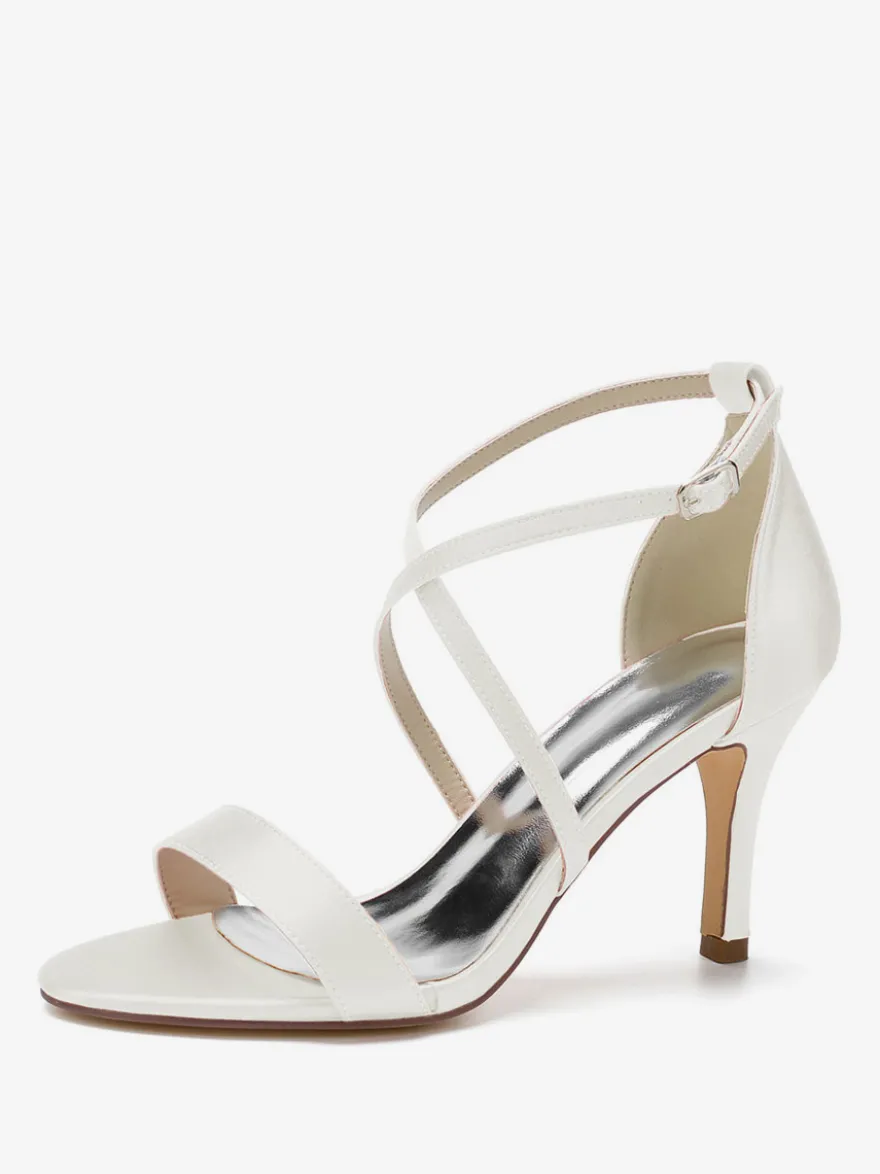 Chaussures de Mariages Femme à Talons Hauts avec Bout Ouvert Unicolore