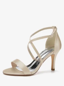 Chaussures de Mariages Femme à Talons Hauts avec Bout Ouvert Unicolore