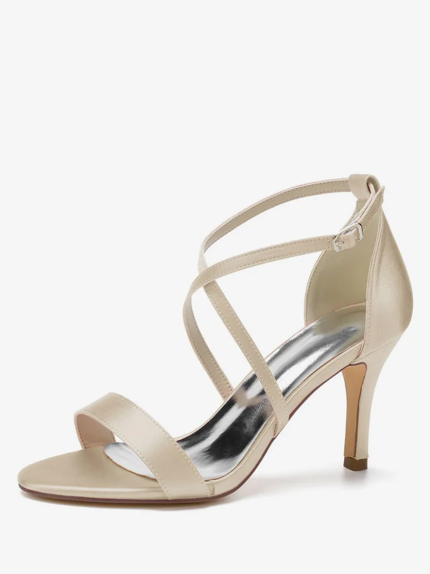 Chaussures de Mariages Femme à Talons Hauts avec Bout Ouvert Unicolore