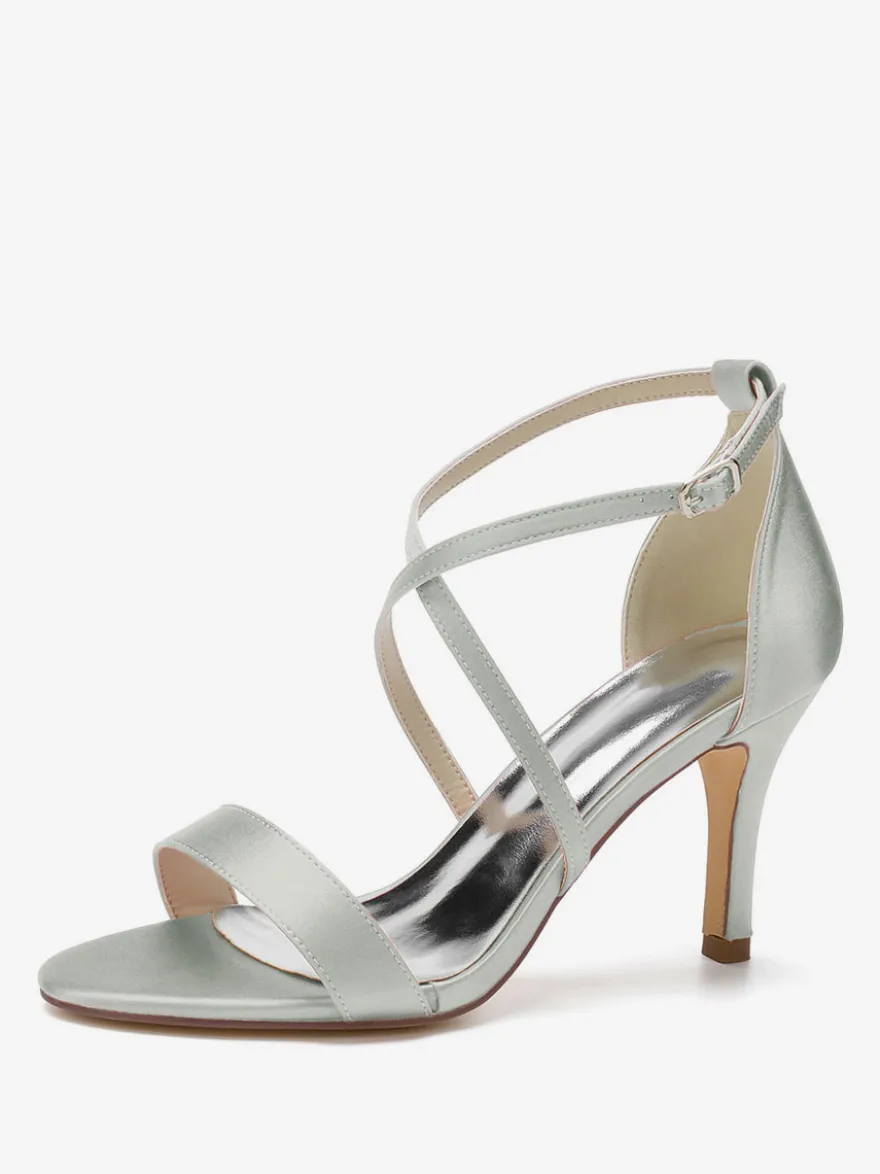 Chaussures de Mariages Femme à Talons Hauts avec Bout Ouvert Unicolore