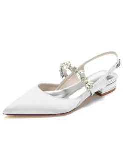 Chaussures de Mariages à Plate avec Bout Pointu en Paillette Unicolore