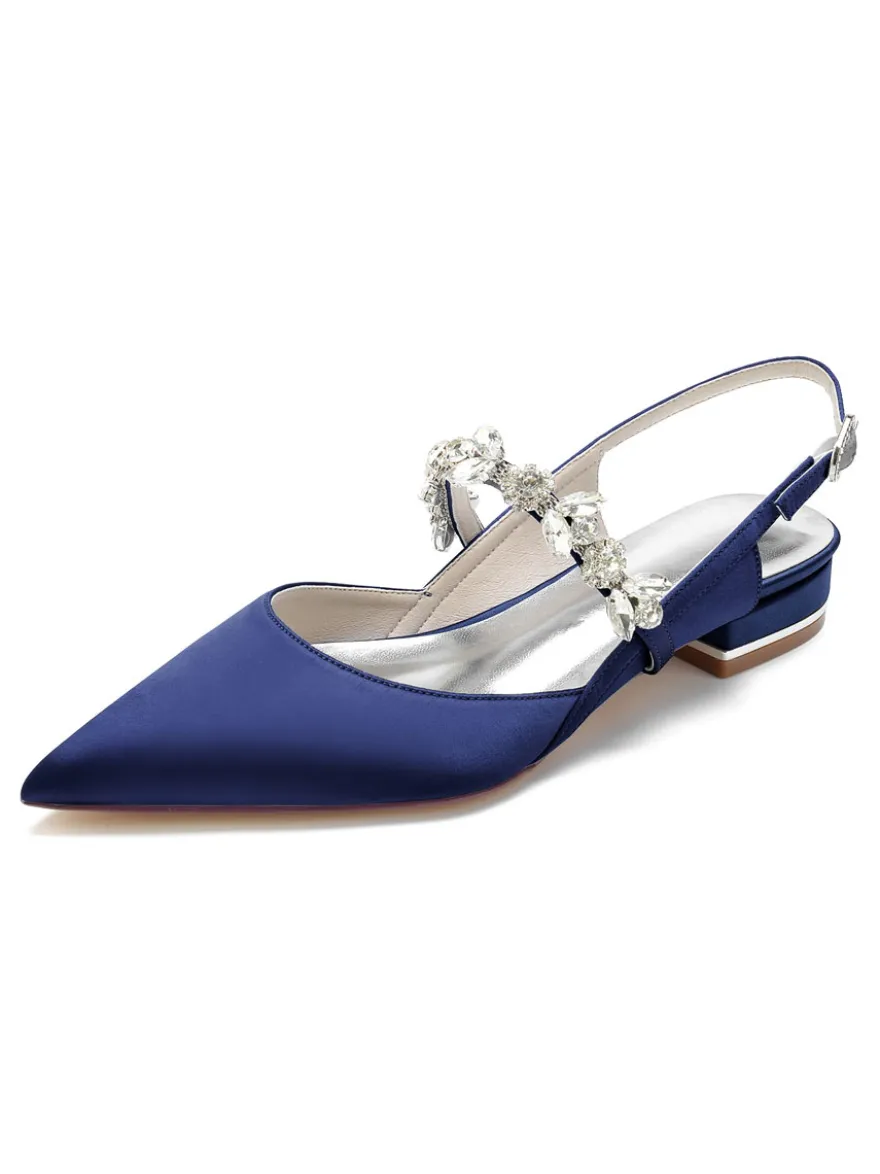 Chaussures de Mariages à Plate avec Bout Pointu en Paillette Unicolore