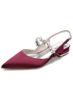 Chaussures de Mariages à Plate avec Bout Pointu en Paillette Unicolore