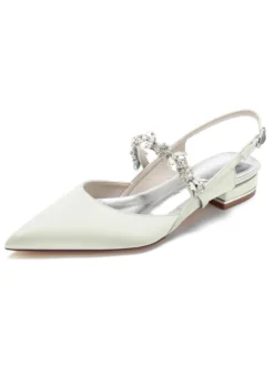 Chaussures de Mariages à Plate avec Bout Pointu en Paillette Unicolore
