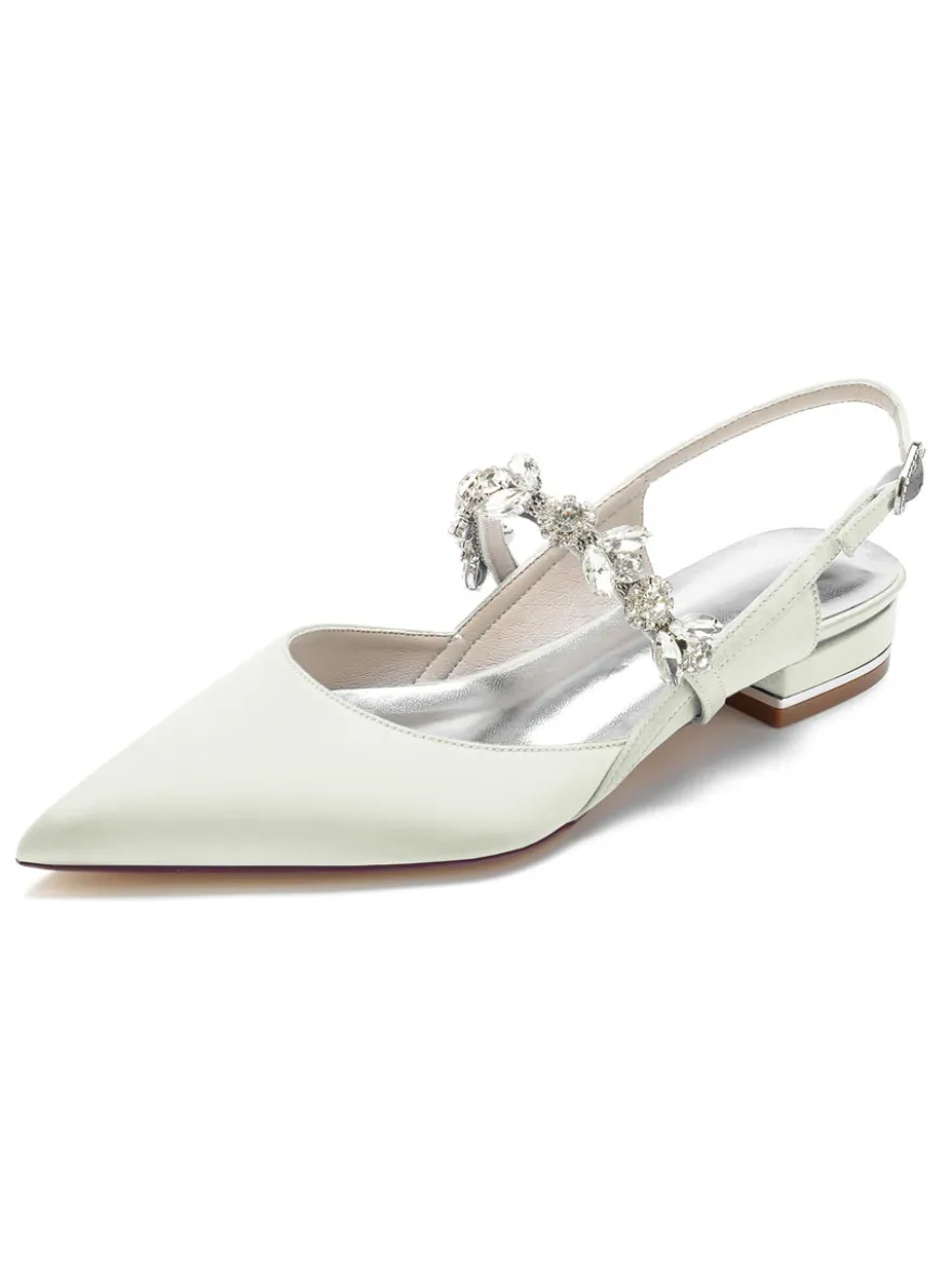 Chaussures de Mariages à Plate avec Bout Pointu en Paillette Unicolore