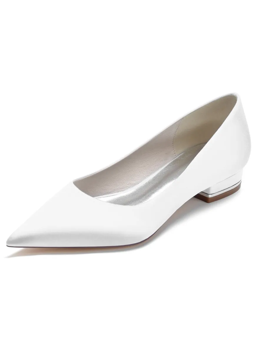 Chaussures de Mariages à Plate avec Bout Pointu en Paillette Unicolore