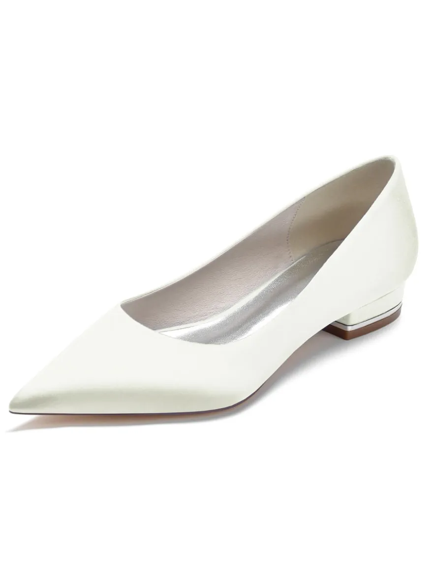 Chaussures de Mariages à Plate avec Bout Pointu en Paillette Unicolore