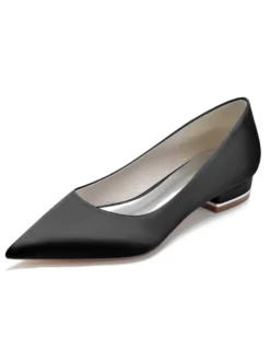 Chaussures de Mariages à Plate avec Bout Pointu en Paillette Unicolore