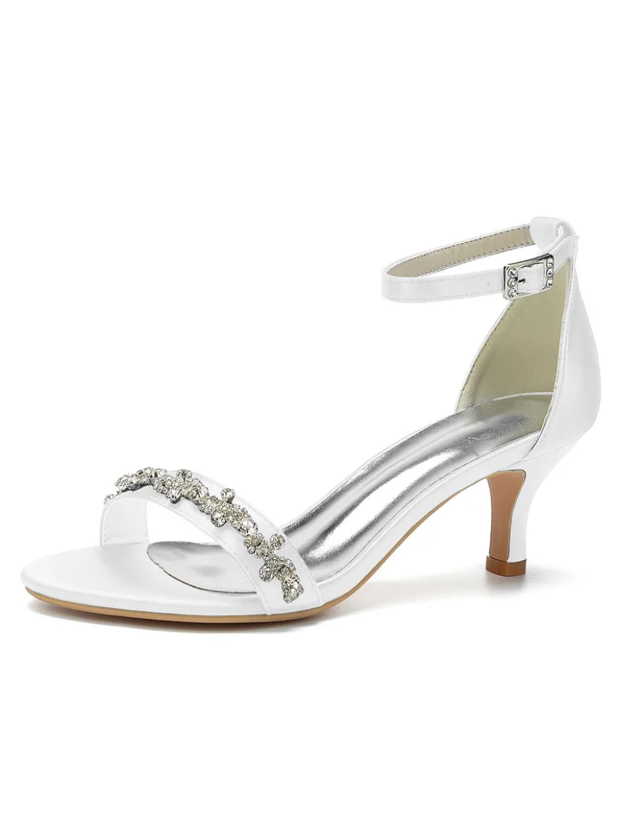 Chaussures de Mariages à Talons Hauts Femme avec Bout Ouvert à Lacets Unicolore