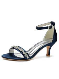 Chaussures de Mariages à Talons Hauts Femme avec Bout Ouvert à Lacets Unicolore