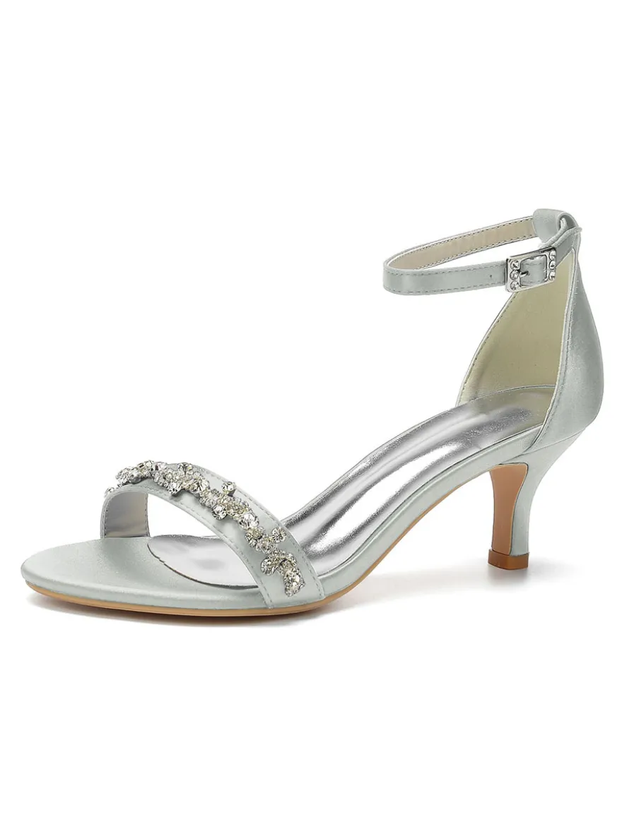 Chaussures de Mariages à Talons Hauts Femme avec Bout Ouvert à Lacets Unicolore
